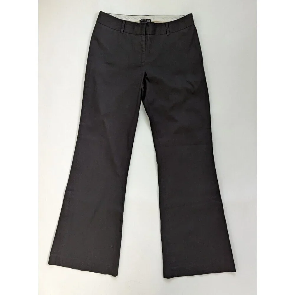 Kenneth Cole Kayla Wide Leg Dress Pant Flat Front Black Size 8